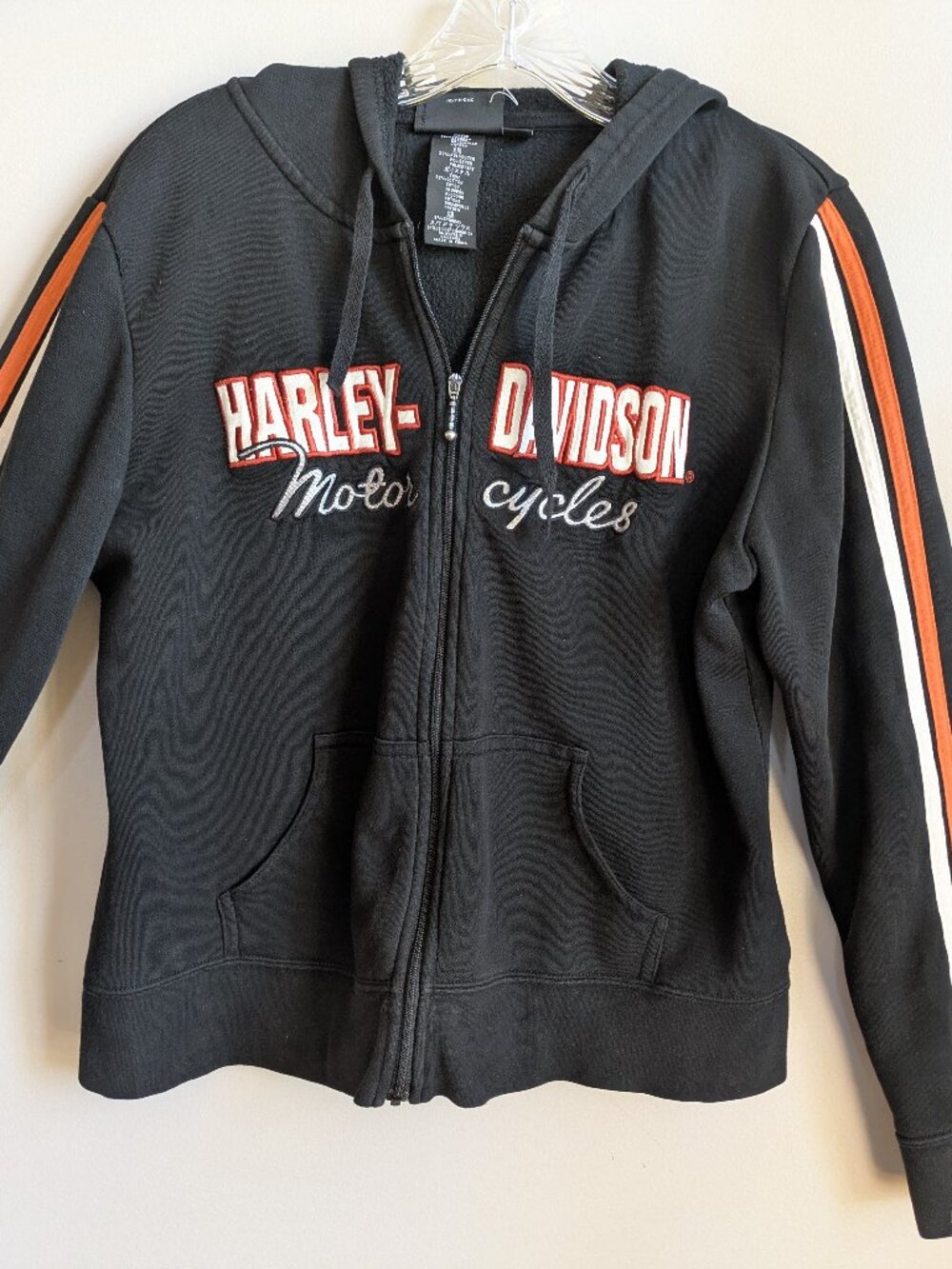 Harley-Davidson women’s Black Hooded Zip-Up Jacket XL w/ Embroidered Logo #740